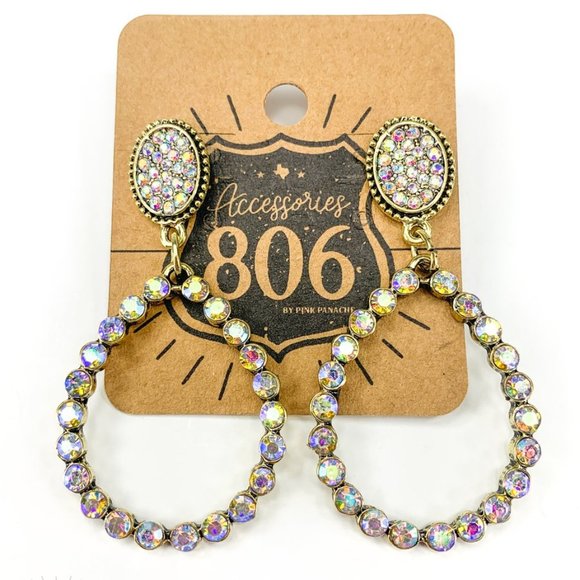 AB Rhinestone Earrings - Picture 2 of 2